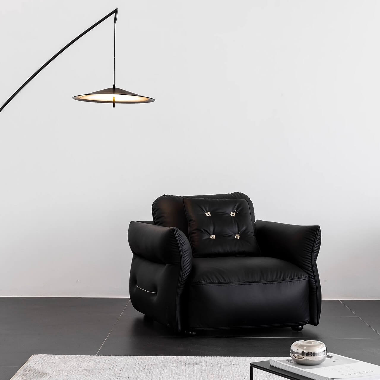 Black microfiber leather sectional sofa offering luxurious comfort and stylish design