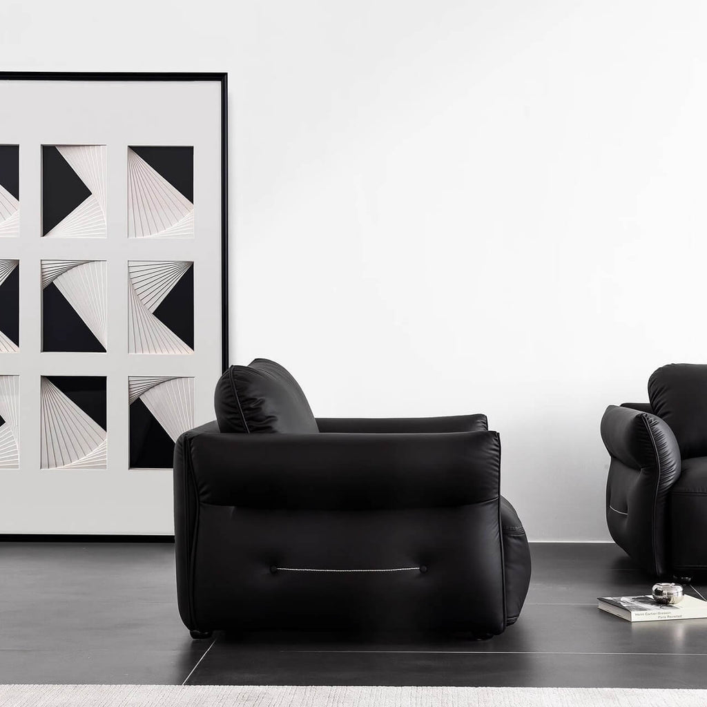 Black microfiber leather sectional sofa offering luxurious comfort and stylish design