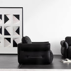 Black microfiber leather sectional sofa offering luxurious comfort and stylish design