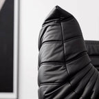 Black microfiber leather sofa in comfortable caterpillar style, measuring 70.87 inches long