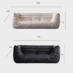 Black microfiber leather sofa in comfortable caterpillar style, measuring 70.87 inches long dimensions