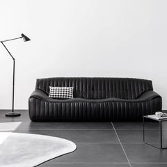 Luxurious black microfiber leather sofa seating for four