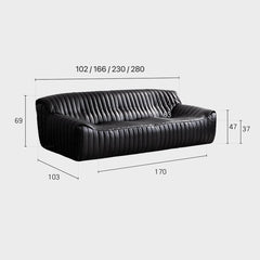 Modern luxurious black sofa in microfiber leather