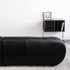 Luxurious and minimalist black microfiber leather sofa