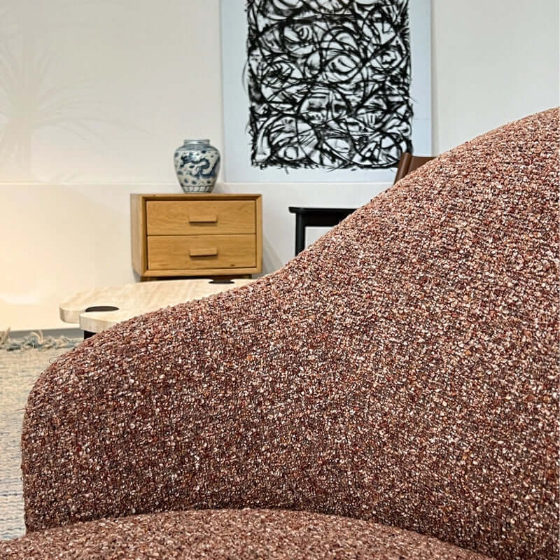 Luxurious Blush Pink Sherpa Swivel Chair With Soft Texture