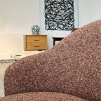 Luxurious Blush Pink Sherpa Swivel Chair With Soft Texture