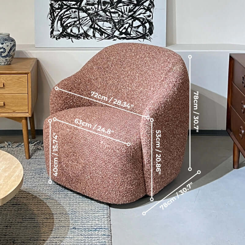 Luxurious Blush Pink Sherpa Swivel Chair With Soft Texture