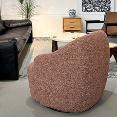 Luxurious Blush Pink Sherpa Swivel Chair With Soft Texture