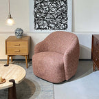 Luxurious Blush Pink Sherpa Swivel Chair With Soft Texture