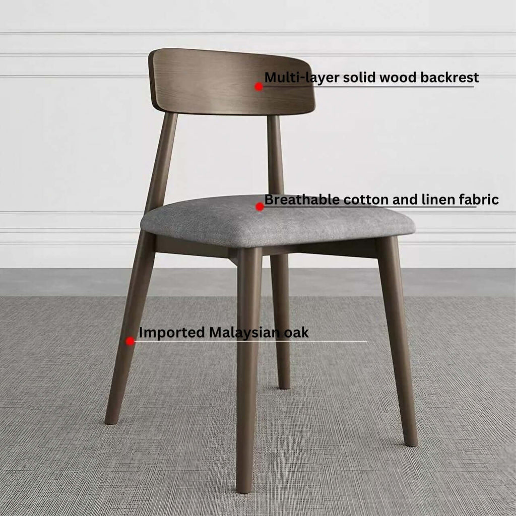 Solid wood dining chair in walnut oak finish with luxurious design and premium quality