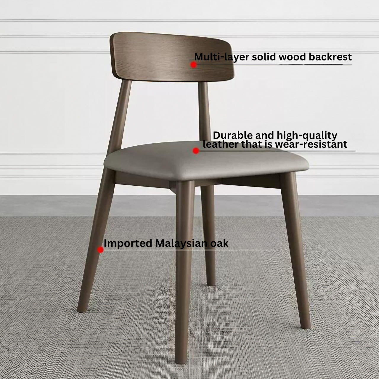 Premium Single Walnut Oak Chair with Durable Solid Legs