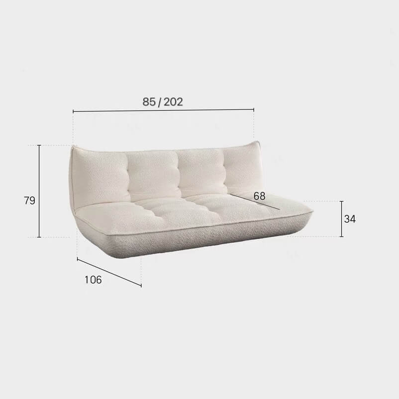 White boucle sofa bed combining comfort, style, and versatility for modern living spaces dimensions