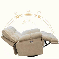 Contemporary White Wool Electric Recliner Chair