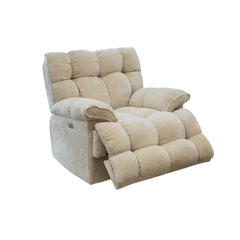 Comfortable White Chenille Electric Reclining Chair