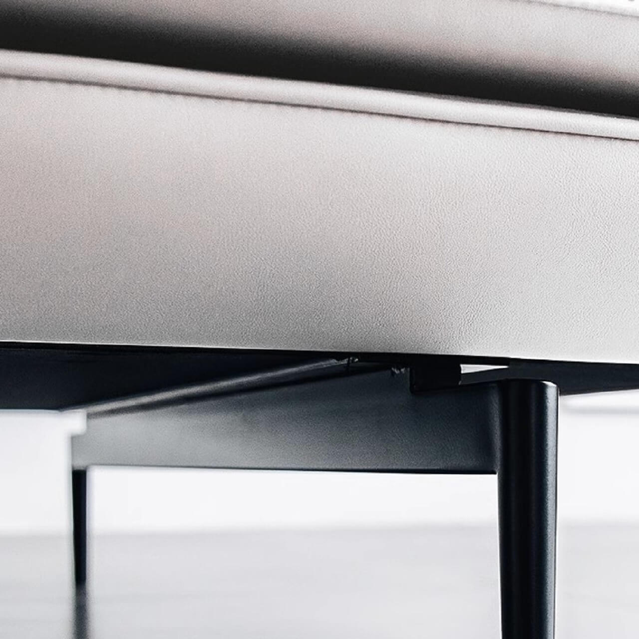 White microfiber leather sofa with minimalist design, measuring 87.8 inches long