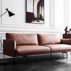 White microfiber leather sofa with minimalist design, measuring 87.8 inches long