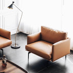 White microfiber leather sofa with minimalist design, measuring 87.8 inches long