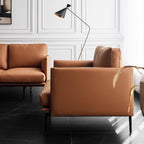 White microfiber leather sofa with minimalist design, measuring 87.8 inches long