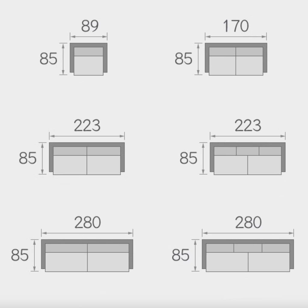 White microfiber leather sofa with minimalist design, measuring 87.8 inches long