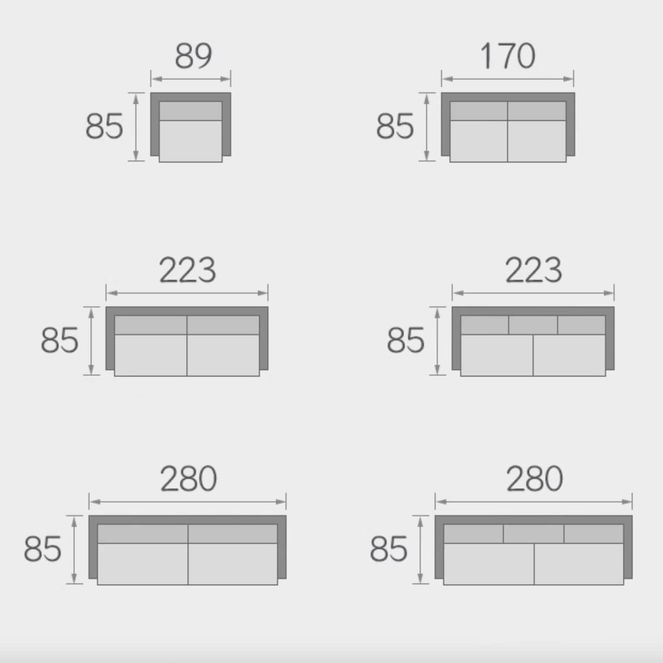 White microfiber leather sofa with minimalist design, measuring 87.8 inches long