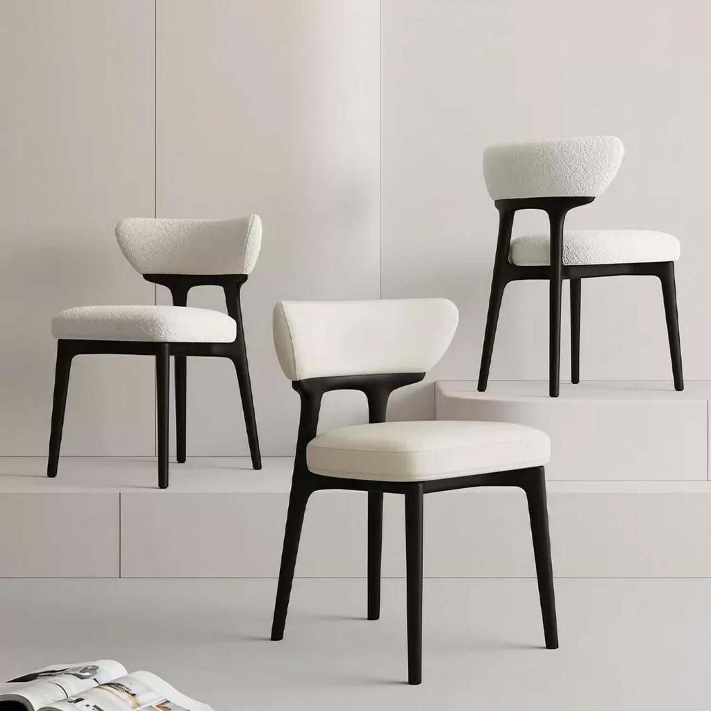 Modern minimalist white dining chair with streamlined back, single seat for stylish comfort main product image