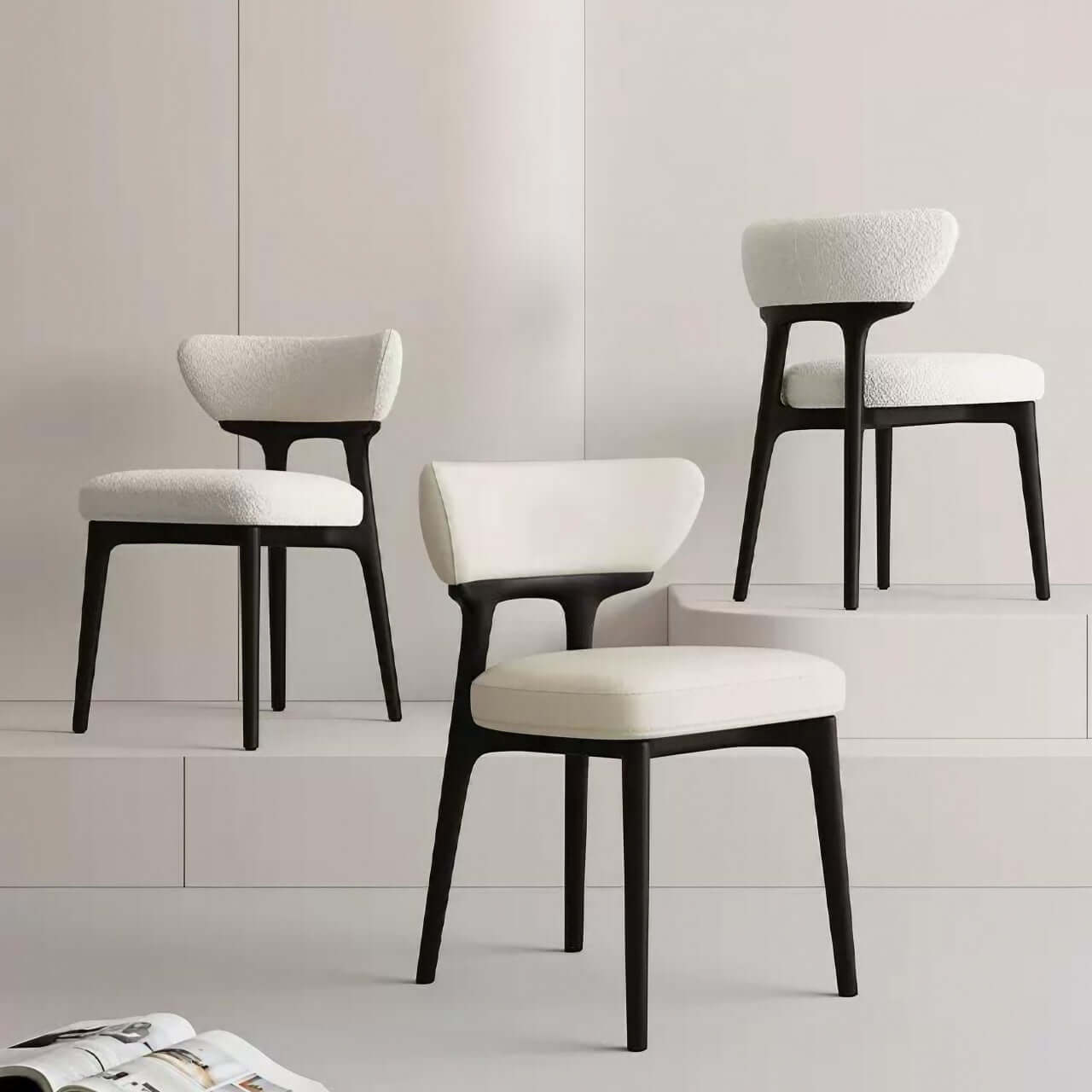 Modern minimalist white dining chair with streamlined back, single seat for stylish comfort main product image