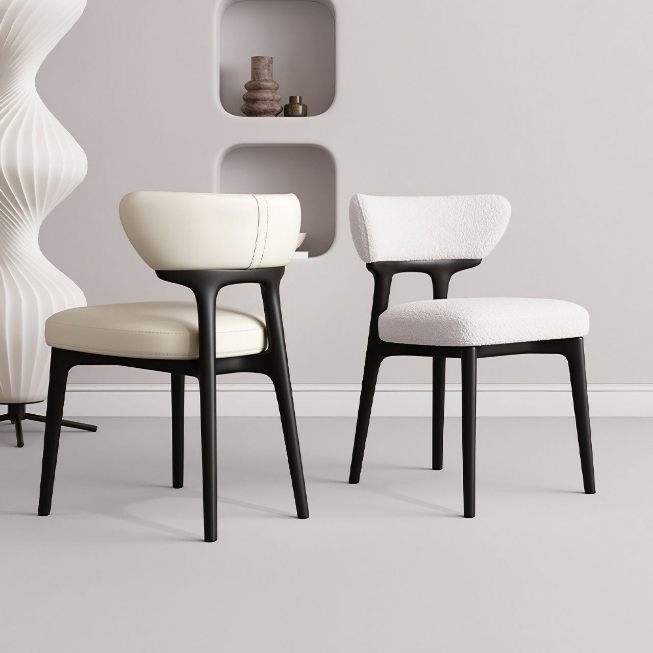 Luxurious single-seat dining chair with ergonomic design in white