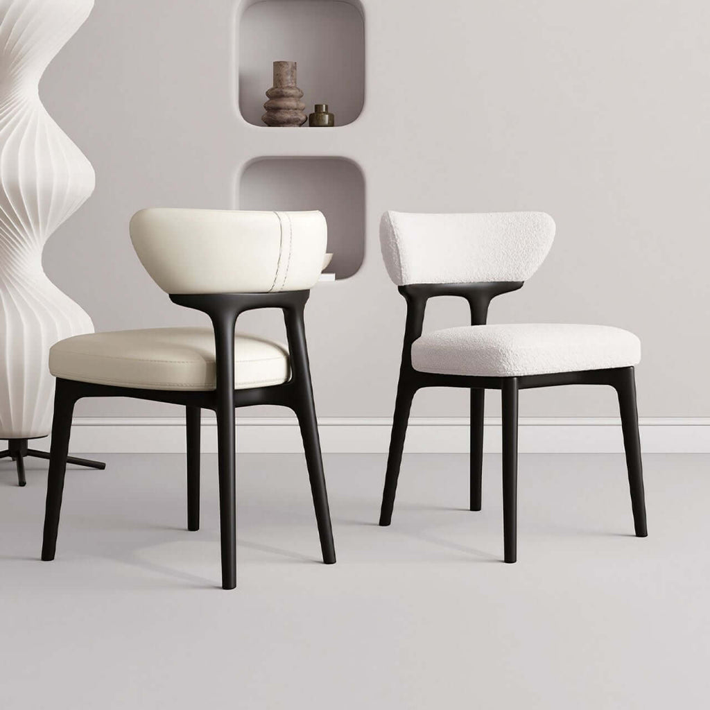 Modern minimalist white dining chair with streamlined back, single seat for stylish comfort