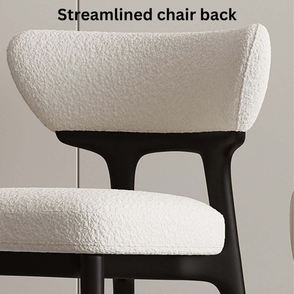 Modern minimalist white dining chair with streamlined back, single seat for stylish comfort