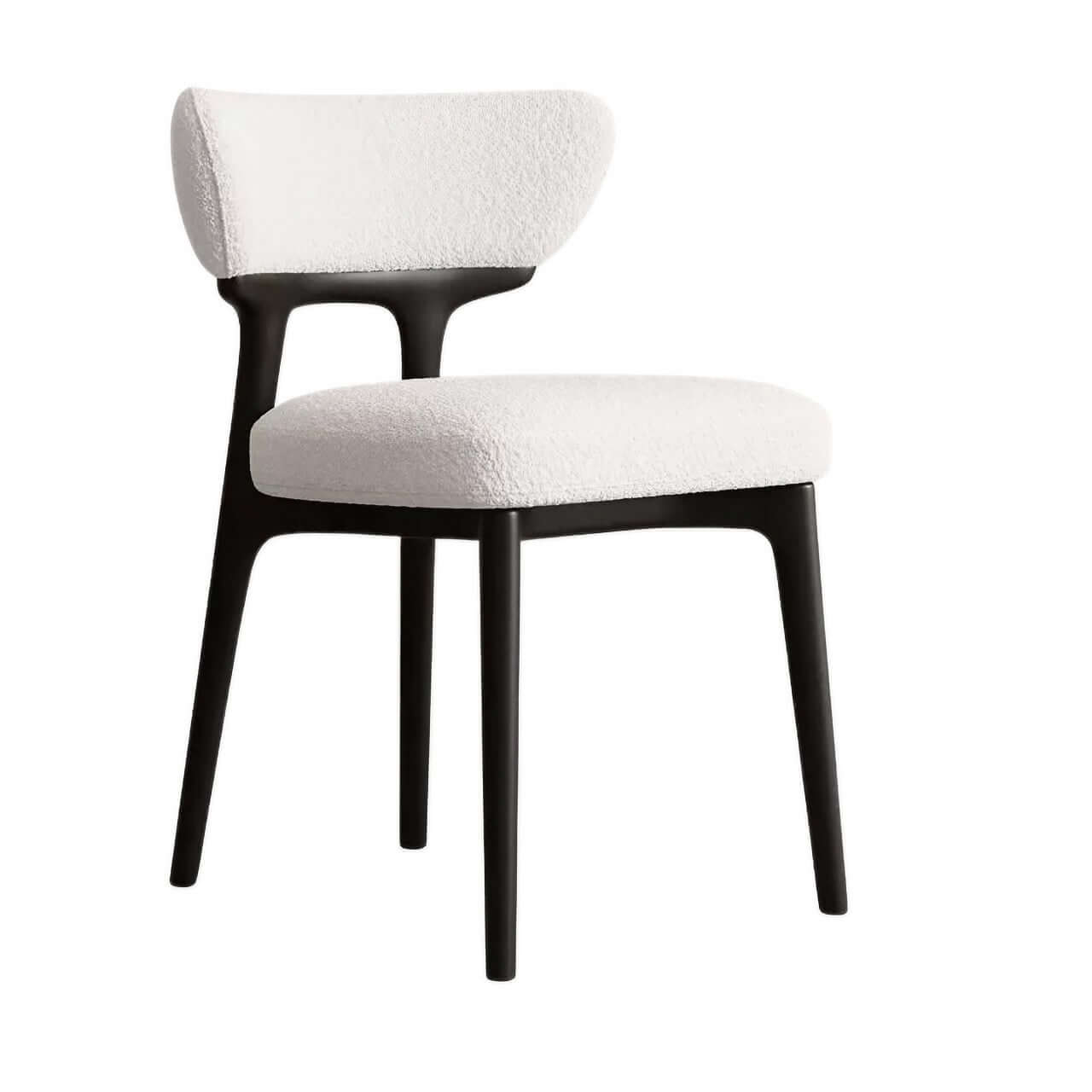 Modern minimalist white dining chair with streamlined back, single seat for stylish comfort