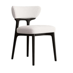 Contemporary minimalist white dining chair with durable white ash wood frame