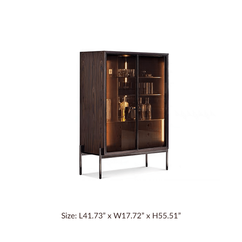 Luxury Modern Oak Wine Cabinet With Shelves & Drawers