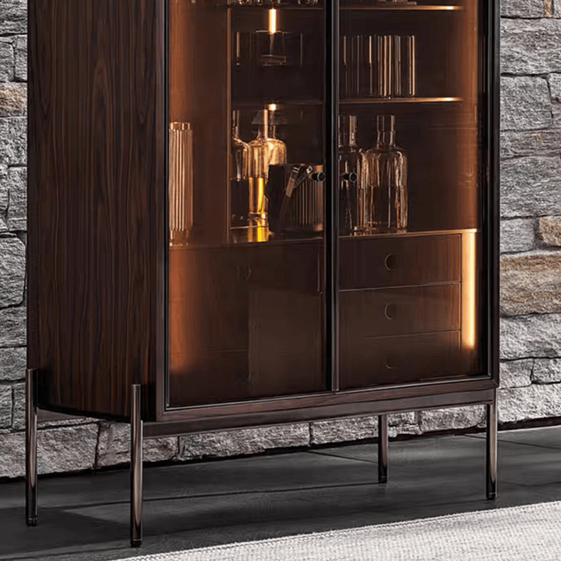 Luxury Modern Oak Wine Cabinet With Shelves & Drawers