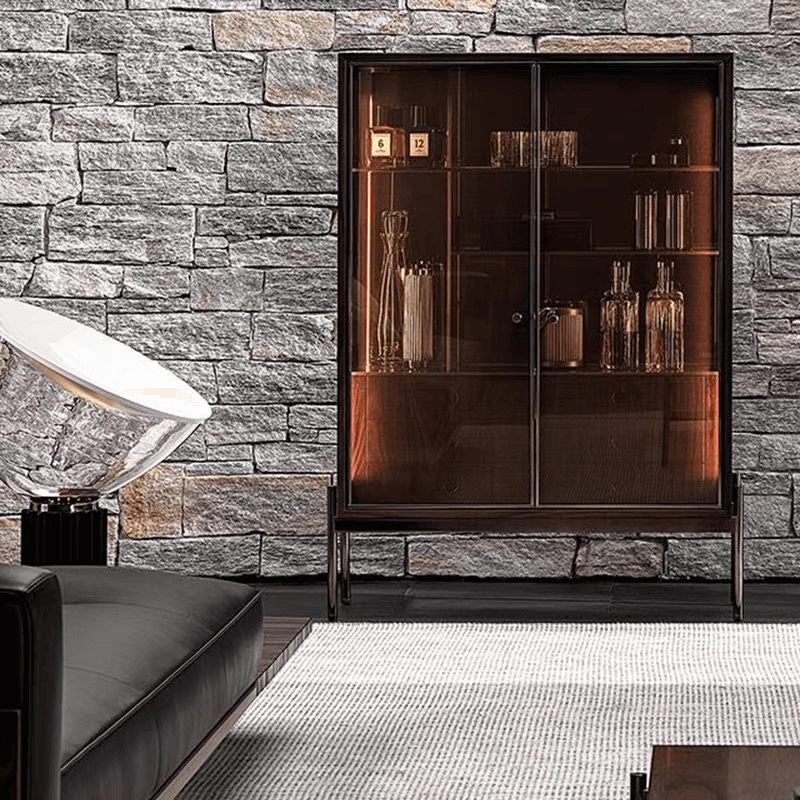 Luxury Modern Oak Wine Cabinet With Shelves & Drawers