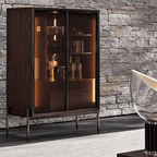 Luxury Modern Oak Wine Cabinet With Shelves & Drawers