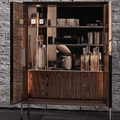 Luxury Modern Oak Wine Cabinet With Shelves & Drawers
