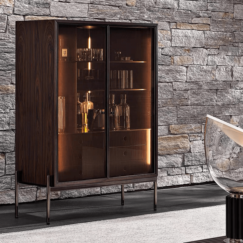 Luxury Modern Oak Wine Cabinet With Shelves & Drawers Main Product Image Hauptbild
