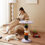 Macaron-Inspired Multifunctional Pet-Friendly Side Table with Modular Scratcher