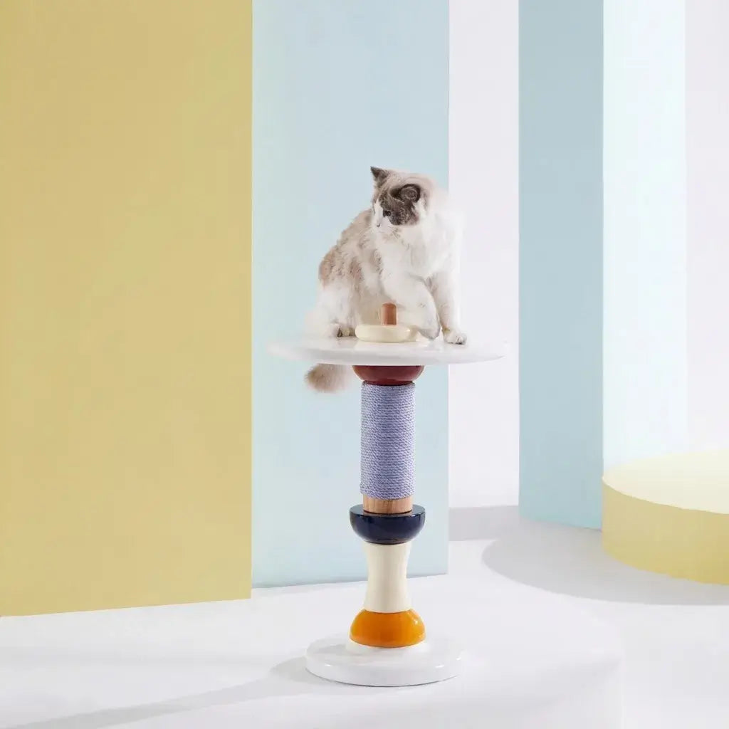 Macaron-Inspired Multifunctional Pet-Friendly Side Table with Modular Scratcher