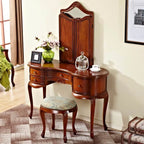 Mahogany Vanity with Cabriole Legs and Tri-Fold Adjustable Mirror