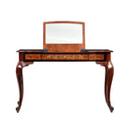 Mahogany Vanity with Hidden Jewelry Mirror and Velvet-Lined Compartments