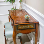 Mahogany Vanity with Hidden Jewelry Mirror and Velvet-Lined Compartments