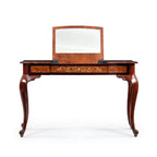Mahogany Vanity with Hidden Jewelry Mirror and Velvet-Lined Compartments