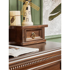 Mahogany Vanity with Sculptural Drum Legs and Hidden Stationery Compartment