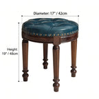 Mahogany Vanity with Sculptural Turned Legs and Tufted Upholstered Stool