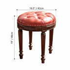 Mahogany Vanity with Sculptural Turned Legs and Tufted Upholstered Stool Dimensions