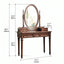Mahogany Vanity with Sculptural Turned Legs and Tufted Upholstered Stool Dimensions