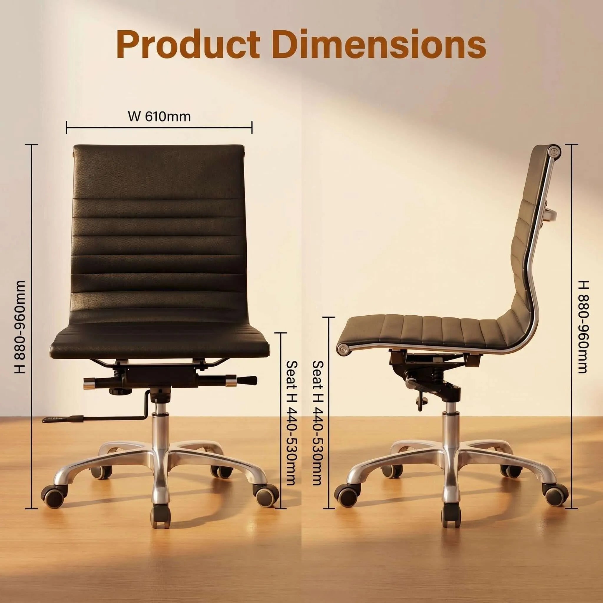 Maple Ergonomic Low-Back Office Chair with Faux Leather Upholstery