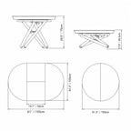 Marble-Look Sintered Stone Extendable Table with Lift-Top Sculptural Base for 6-8 Dimensions