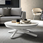 Marble-Look Sintered Stone Extendable Table with Lift-Top Sculptural Base for 6-8
